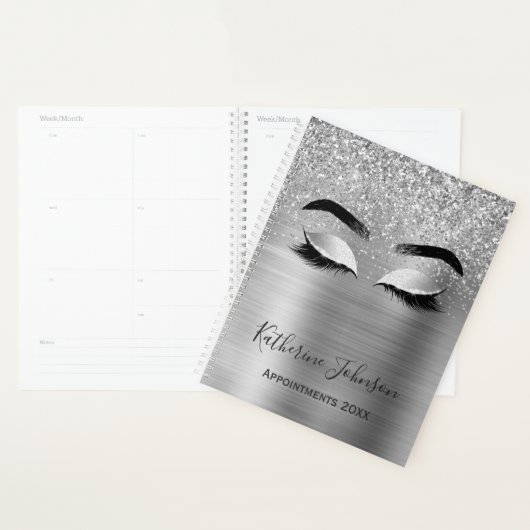 Zilveren Glitter Metallic Beauty Salon Wimpers 202 Planner (Display)
