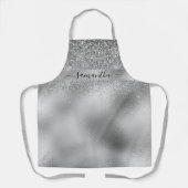 Zilveren Glitter Metallic Diamant Bling Monogram Schort (Voorkant)