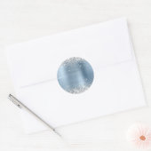Zilveren Glitter Metallic Lichtblauwe Achtergrond Ronde Sticker (Envelop)