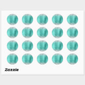 Zilveren Glitter Metallic Turquoise Blank Ronde Sticker (Vel)