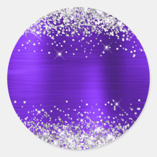 Zilveren Glitter Metallic Violet Paarse Blank Ronde Sticker