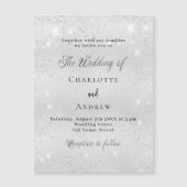 Zilveren glitter minimalistische formele luxe brui magnetische uitnodiging (Voorkant)