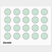 Zilveren Glitter & Mint Groen Dank u Rond Ronde Sticker (Vel)