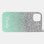 Zilveren Glitter Mint Ombre Persoonlijk Case-Mate iPhone Case (Achterkant (horizontaal))