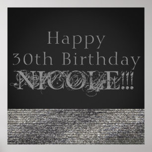 Zilveren Glitter Moderne Glam Lovertjes Feestbanne Poster