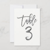 Zilveren Glitter Moderne Script Tafelnummer 3 (Achterkant)