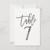 Zilveren Glitter Moderne Script Tafelnummer 7 (Achterkant)