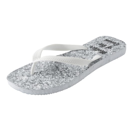Zilveren Glitter Moeder van de bruid bruidegom bru Teenslippers (Schuin)