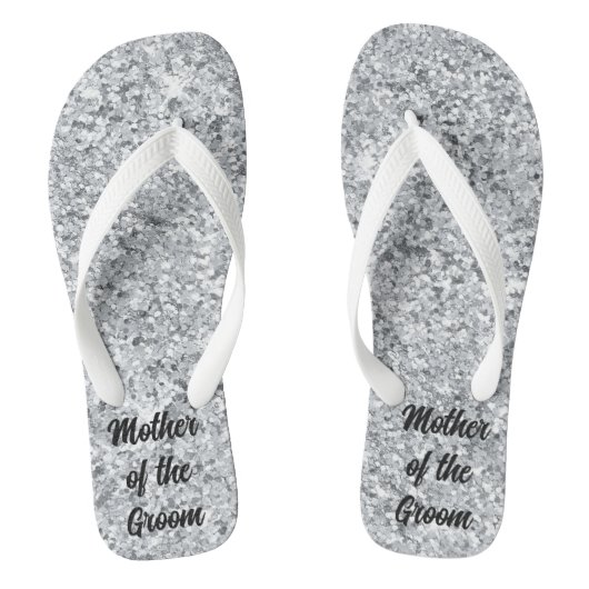 Zilveren Glitter Moeder van de bruid bruidegom bru Teenslippers (Voetbed)