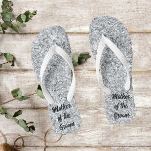 Zilveren Glitter Moeder van de Bruid Bruidegom Huw Teenslippers