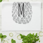 zilveren glitter monogram ananas theedoek (Gevouwen)