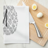 zilveren glitter monogram ananas theedoek (Quarter Fold)