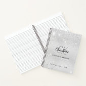 Zilveren glitter monogram naam notitieboek (Binnen)