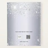 Zilveren glitter monogram naam script 2025 planner (Achterkant)