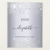 Zilveren glitter monogram naam script 2025 planner (Voorkant)
