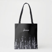 Zilveren Glitter Monogrammed Gepersonaliseerde Gif Tote Bag (Voorkant)
