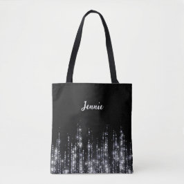 Zilveren Glitter Monogrammed Gepersonaliseerde Gif Tote Bag