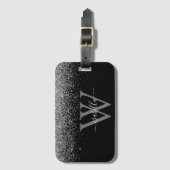 Zilveren Glitter Naam Bagagelabel (Voorkant (verticaal))