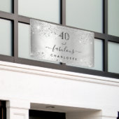 Zilveren glitter naam verjaardag spandoek (Buitenkant Gebouw)