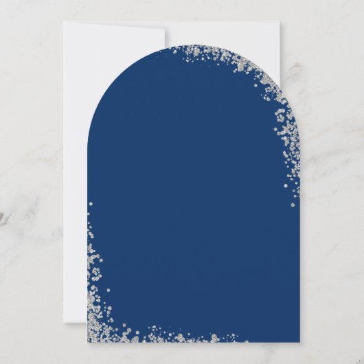 Zilveren Glitter Navy Blauwe Eerste Heilige Commun Kaart (Achterkant)