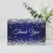 Zilveren Glitter Navy Blue 40e verjaardag Bedankkaart (Staand voorkant)
