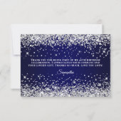 Zilveren Glitter Navy Blue 40e verjaardag Bedankkaart (Achterkant)