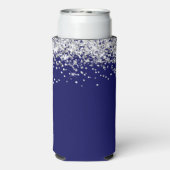 Zilveren Glitter Navy Blue 50e verjaardag Seltzer Blikjeskoeler (Seltzer Achterkant)
