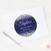Zilveren Glitter Navy Blue Mis XV Anos Ronde Sticker (Envelop)