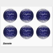 Zilveren Glitter Navy Blue Mis XV Anos Ronde Sticker (Vel)