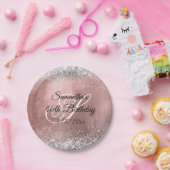 Zilveren Glitter Nep Rose Goud Folie 40e Verjaarda Papieren Bordje (Feest)