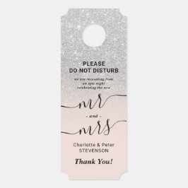 Zilveren glitter niet storen welkom huwelijk deurhanger