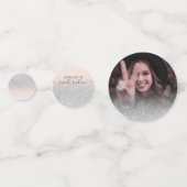 Zilveren glitter ombre blush roze foto Sweet 16 Confetti (Voorkanten)