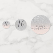 Zilveren glitter ombre blush roze foto Sweet 16 Confetti (Achterkanten)