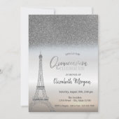 Zilveren Glitter Ombre, Eiffeltoren Quinceanera Kaart (Voorkant)