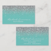 Zilveren Glitter Ombre Fading Modern Chic Visitekaartje (Voorkant / Achterkant)