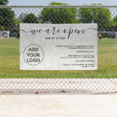 Zilveren glitter ombre logo marmer We zijn open Spandoek (Insitu)