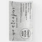 Zilveren glitter ombre logo marmer We zijn open Spandoek (Verticaal)