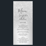 Zilveren glitter ombre metallic folie bruiloft men menu<br><div class="desc">Een chique en luxe zilveren glitter ombre metallic folie bruiloft diner menu met elegante kalligrafie typografie.</div>