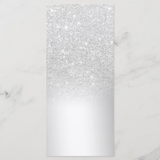 Zilveren glitter ombre metallic folie bruiloft men menu (Achterkant)