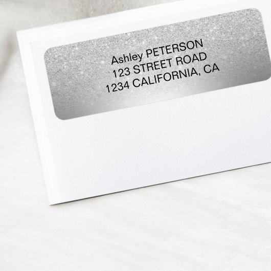 Zilveren glitter ombre metallic folie etiket
