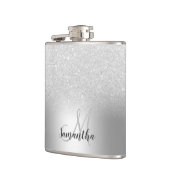 Zilveren glitter ombre metallic folie monogram heupfles (Links)