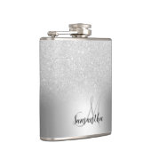 Zilveren glitter ombre metallic folie monogram heupfles (Rechts)