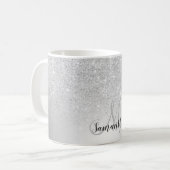 Zilveren glitter ombre metallic folie monogram koffiemok (Voorkant links)