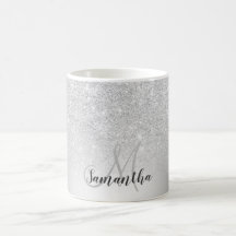 Zilveren glitter ombre metallic folie monogram