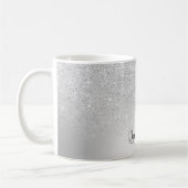 Zilveren glitter ombre metallic folie monogram koffiemok (Links)