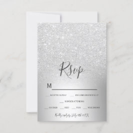 Zilveren glitter ombre metallic folie rsvp kaartje