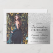 Zilveren glitter ombre metallic foto Quinceañera Kaart (Voorkant)