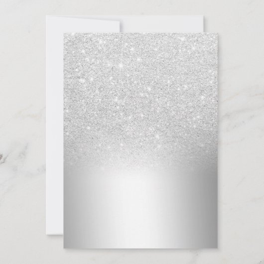 Zilveren glitter ombre metallic vrijgezellenfeest kaart (Achterkant)