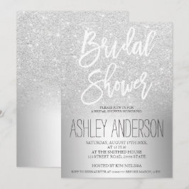 Zilveren glitter ombre metallic vrijgezellenfeest kaart