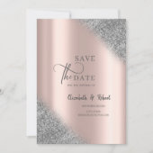 Zilveren Glitter Ombre Roze Goud Save The Date (Voorkant)